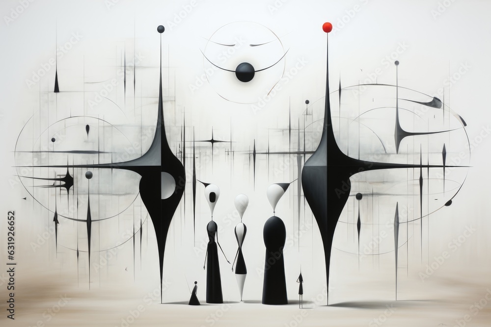 Poster a group of people standing in front of a clock. digital image.