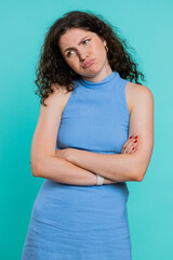 Sad woman feeling hopelessness loneliness, nervous breakdown, loses becoming surprised by lottery...