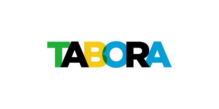 Tabora in the Tanzania emblem. The design features a geometric style, vector illustration with bold typography in a modern font. The graphic slogan lettering.
