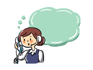 電話対応をするオペレーターのフレームイラスト