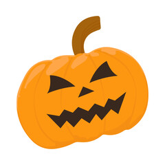 Halloween pumpkin in flat style for poster, banner, greeting card. Vector illustration.