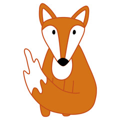 Cute red fox, doodle style vector for kids