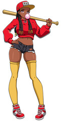 Black Anime Bat Girl on White