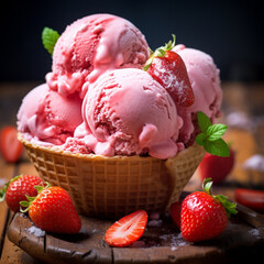 strawberry ice cream with chocolate