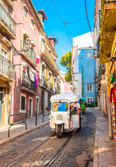 Beautiful old cozy street in Lisbon, Portugal - 631931648