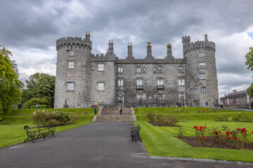Kilkenny, Ireland - July 12 2023 - "Kilkenny Castle and streets of Kilkenny town"