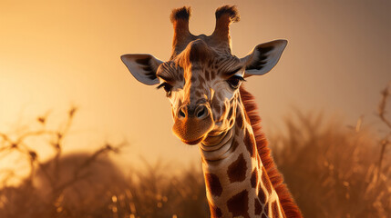 Naklejki  Photo of a majestic giraffe with its iconic long neck and expressive face - Wild Animal Photography