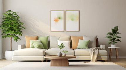 Fototapeta na wymiar Photo of a cozy and stylish living room with modern furniture and a touch of nature