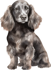 English cocker spaniel dog watercolour illustration created with Generative AI technology