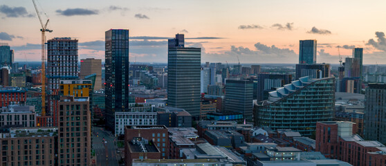 Manchester Skyline during Twilight Hours. 