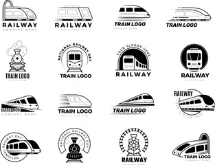 Railway logo. Trains stylized symbols set for logo design recent vector railway set © ONYXprj