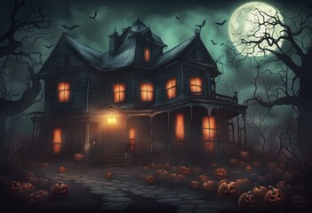 Fototapeta na wymiar Creepy Retro Style Halloween Background