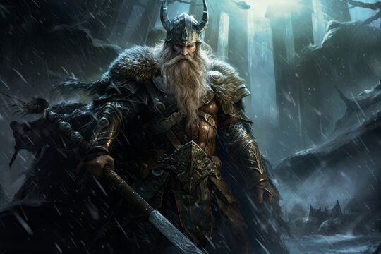 amidst the halls of valhalla, odin reigns supreme, Generative AI