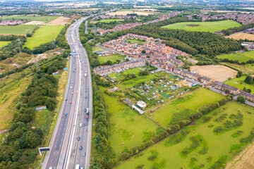 Aerial photo of the village of East Ardsley in the City of Leeds metropolitan borough, in West...