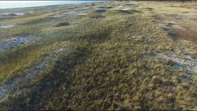 Aerial of Beach and Dunes at Hardings Beach in Chatham, Cape Cod