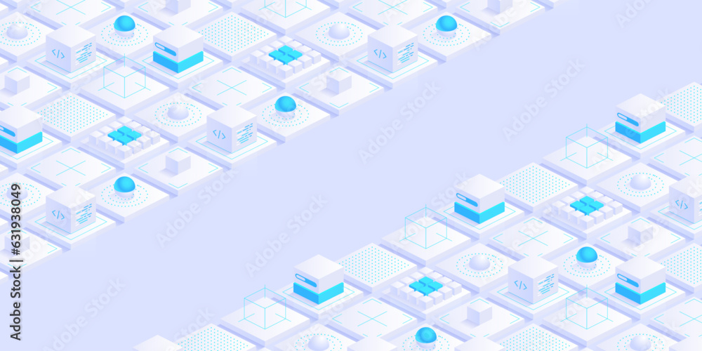 Aufkleber abstract isometric geometric shapes trendy background. digital data concept with graphic elements co