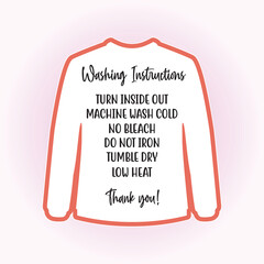 Care Card instruction typography sticker vector for print or cut