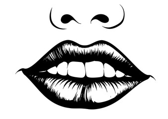 Finger lips sign silence tattoo  mouth with coffee
