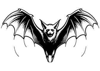 Bat Monster of the Night Scary Vampire Tattoo Stamp print