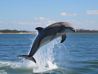 A playful dolphin jumping out of the water