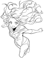 Manga Superheroine Line Art