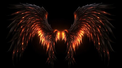 Demon powerful hell fire flame rings isolated on black background