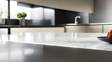 White kitchen countertop for display - AI-Generated