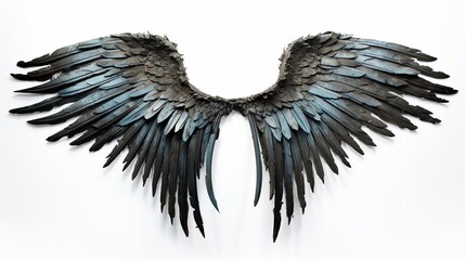 Black bird wings, grunge style, isolated on white