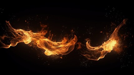 Fire flames on black background