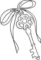 Vintage key line art old art.