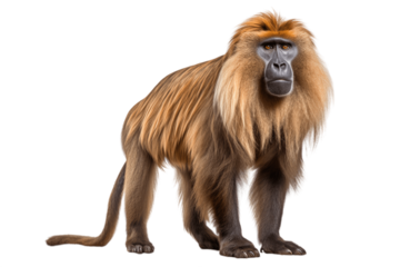African Gelada Baboon isolated on transparent background.