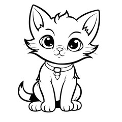 Fototapeta premium Cartoon Cat coloring pages Png