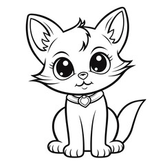 Obraz premium Cartoon Cat coloring pages Png