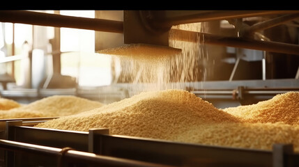 Close-up of the rice processing machinery - obrazy, fototapety, plakaty