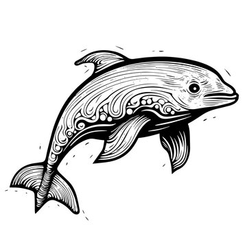 Dolphin killer whale fish Shark Sturgeon Carp Koi Sturgeon China Japan Decorative tattoo print stamp Exlibris 
