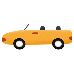 Yellow roofless car cabriolet icon
