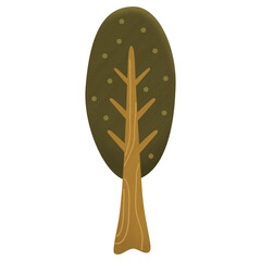 Cute green tree illustration isolated on white background