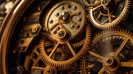 Fototapeta na wymiar Close-up of a giant clockwork gear machine
