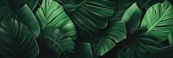Lush Palm Leaves Exotic Background Created with Generative AI