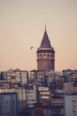 Galata tower at sunset (Istanbul Turkey)