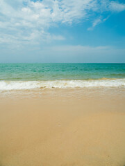 Beautiful Landscape summer vertical front viewpoint tropical sea beach white sand clean and blue sky background calm Nature ocean Beautiful  wave water travel at Sai Kaew Beach thailand Chonburi
