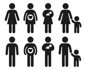 Pregnancy and childbirth icons - obrazy, fototapety, plakaty