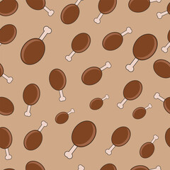 Chicken legs seamless pattern fast food. Chicken thighs. Isolated chicken drumsticks. Vector illustration