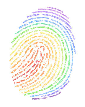 Black digital fingerprint. Transparent background. Vector