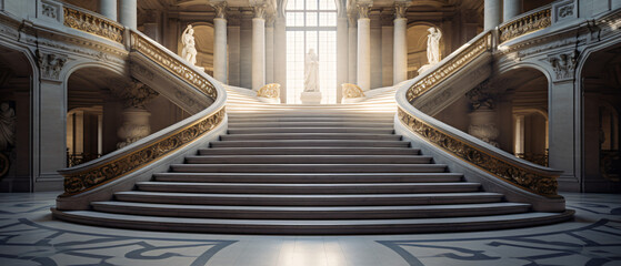 Ethereal beauty of the Louvres white grand staircase background