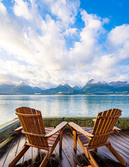 Kelsey Dock or Valdez Ferry Terminal in Valdez, Alaska at sunrise.