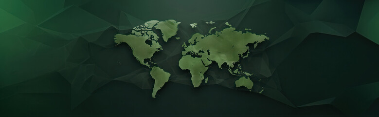 wide horizontal banner of world map embossed in stylized illustration hardstyle with empty copy space area for text for international global subject or environmental and sustainable life concepts