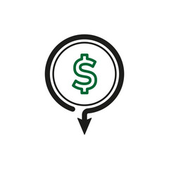 Dollar down icon. Cost reduction design. Vector illustration. Eps 10.