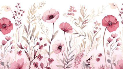 Flowers seamless pattern background watercolor 
