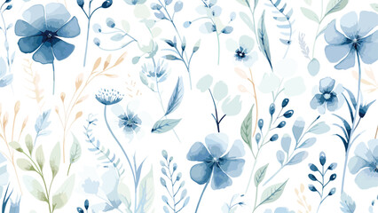 Flowers seamless pattern background watercolor 